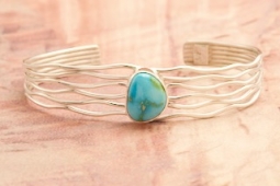 Genuine Sonoran Turquoise Sterling Silver Branch Bracelet